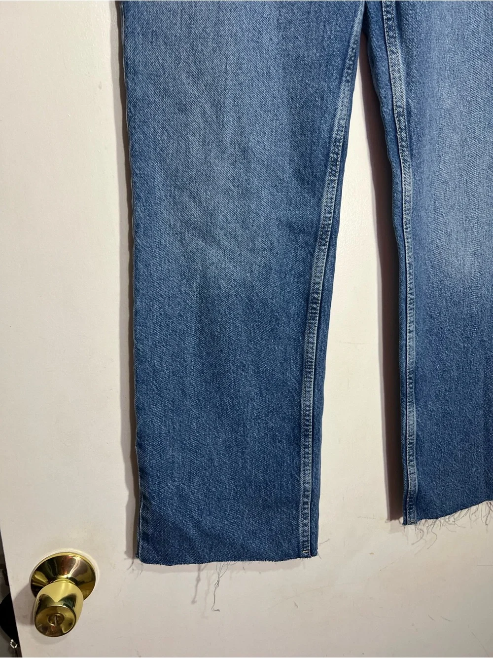 NWT Zara Blue High Rise Straight Leg Ankle Jeans Rigid Denim size 8